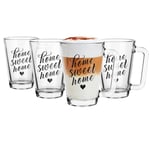 Glasmark Krosno Lot de 4 verres à café de 0,25 litre, verres à thé, tasses à café, à thé, verres à eau, à jus, passent au lave-vaisselle, petits verres Home Sweet Home 4 x 250 ml