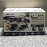 Circulon Extreme Nonstick 8 Piece Cookware Set - 5 Pots & Pans With 3 Lids - New