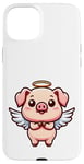 Coque pour iPhone 15 Plus Adorable dessin animé ange cochon avec halo