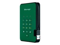 iStorage diskAshur² - Disque dur - chiffré - 1 To - externe (portable) - USB 3.1 Gen 1 - 5400 tours/min - mémoire tampon : 8 Mo - AES 256 bits, FIPS 197 - vert anglais - Conformité TAA