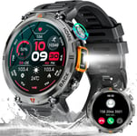 Montre Connect??E Homme Avec Lampe De Poche Led ??Tanche 3atm Militaire Smartwatch Avec Appel Bluetooth 113 Modes Sportifs Fr??Quence Cardiaque Sommeil Podom??Tre Fitness Tracker Pour Ios Android Samsung