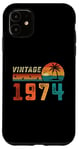 Coque pour iPhone 11 Cadeau d'anniversaire 51 ans pour homme femme Palm rétro vintage 1974