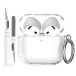 AhaStyle Transparente Coque AirPods 4 (2024) avec Kit Nettoyage [Anti-Jaunissement] Étui Protection TPU Souple Clear Housse pour AirPods 4ème Génération Supportant Recharge USB-C et Recharge sans Fil