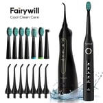 Fairywill Cordless Water Flosser 8 Tips + FW-507 Electric Toothbrush Waterproof