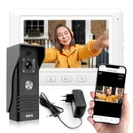 Eura VDP-45A3-TY Interphone vidéo Alpha+ TUYA WiFi, 4 Fils, Moniteur Couleur 7 Pouces, Blanc