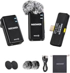 NEEWER Kit de Microphone sans Fil, Micro-Cravate USB C pour iPhone 16 15 Pro Max iPad Android, système de Microphone Cravate antibruit, Enregistrement vidéo en Direct, Podcast, KM15