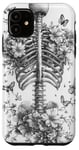 iPhone 11 Skeleton Ribcage Anatomy with Flowers Butterflies Case