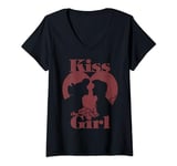 Femme Disney The Little Mermaid Saint Valentin Vintage Kiss Logo T-Shirt avec Col en V