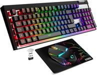 PACK ARMOR RF358 RECHARGEABLE SANS FIL CLAVIER GAMING WIRELESS AZERTY (LAYOUT FRANÇAIS) 2.4 GHZ RGB - SOURIS GAMER SANS FIL 2400 DPI TAPIS DE SOURIS - PC PS4 PS5 XBOX ONE/SER[CLA170007]