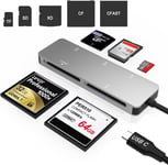 Lecteur De Cartes Cfast, Usb 3.0 Usb C Cfast 2.0/Cf/Sd/Tf/Xd Memory Card Adapter,Lecture Simultanée De 5 Cartes À Grande Vitesse,Lecteur De Cartes En Aluminium,Compatible Windows/Linux/Mac Os