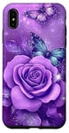 Coque pour iPhone XS Max Jolie rose violette et papillon avec étoiles et papillons