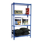 Simon Rack Étagère Rangement et 4 Niveaux, 200 kg Capacité de Charge et Point de Flexion, 1500x1200x400 mm, Étagère Charge Lourde, Étagère Garage, Bleu/Blanc - Simonclick