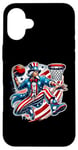 Coque pour iPhone 16 Plus Patriotic Uncle Sam joueur de basket-ball 4 juillet fan de sport