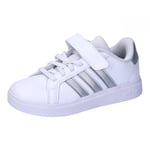 adidas Mixte Grand Court 2.0 Shoes Children Chaussures, Cloud White/Matte Silver/Cloud White, 33.5 EU