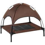 Metal Brown 76L x 61W x 73H Elevated Dog Bed Cooling Raised Pet Cot Canopy