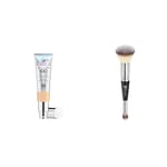 Lot de IT Cosmetics, Crème CC+ Anti-Âge Your Skin But Better, Haute Couvrance, Waterproof, Fini Naturel, 32 ml, Teinte : Medium + IT Cosmetics, Heavenly Luxe #7, Pinceau Double Embout