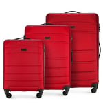 WITTCHEN Valise de Voyage Set de 3 valises Valise à roulettes Bagages à Main en ABS avec 4 roulettes pivotantes Serrure à Combinaison Poignée télescopique Globe Line Rouge