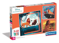 Clementoni - Puzzle Enfant 5 Ans - Le Roi Lion - Lot de 3 Puzzles 48 Pièces, Supercolor, Fabriqué en Italie