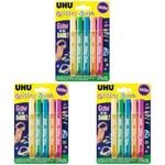 UHU Glitter Glue glow in the dark - Idéale loisir créatif, formule adaptée pour les enfants, lavable, multicolore, 5 tubes 10ml (Lot de 3)