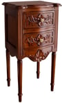 Solid Mahogany French Rococo Bedside Table / Cabinet With Two Drawers BS039