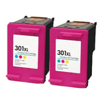 2 Tri Colour Ink Cartridge For HP 1000 1010 1050 1510 1512 301XL