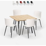 Ahd Amazing Home Design - Ensemble 4 Chaises et 1 Table Carrée 80x80cm Design Industriel Claw Light Couleur: Blanc