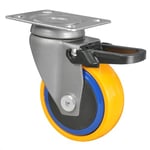 WAGNER Design - 3C - Roulette pivotante/roulette de transport/roulette de meuble - multicolore, bande de roulement souple, Ø 75 mm, frein total, roulement à billes, charge max. 75 kg - 01237501