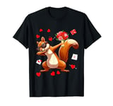 Dabbing Squirrel Holding Flowers Valentine's Day Hearts T-Shirt