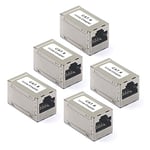 VCE Coupleur RJ45 Cat6 Lot de 5 Adaptateur Ethernet Réseau à Femelle Blindé pour Rallonge Câble Ethernet CAT6 CAT5 CAT5E, Switch / TV / PS4 / ADSL / Modem / TV Box / Router / PC