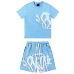 Syna World Herr Kortärmad T-shirt & Shorts Casual Outfit Set Sommar Träningsdräkt E E M