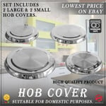 4pc Hob Cover Set Stainless Steel Metal Electric Cooker Ring Lid TOPS NEW