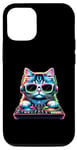 Coque pour iPhone 15 Chat DJ avec écouteurs et platines