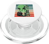 Green Alien the name is Al Alien Cool Alien in Suit Space PopSockets PopGrip for MagSafe