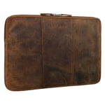 STILORD 'Wilson' Housse Cuir Macbook 13 Pouces Vintage Sac d'Ordinateur Portable Compatible avec 13,3 14 Pouces Organizer A4 Cuir Véritable, Couleur:Marron Moyen