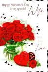 WIFE VALENTINES DAY CARD VALANTINES VALENTINE RED ROSES UK CODE L Size 9" x 6"