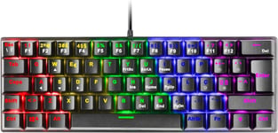 MK60 Noir, Clavier Gaming Mécanique FRGB, Antighosting, Switch Mécanique Rouge, Langue Portugais.[V713]