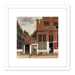 Vermeer View Of Houses In Delft The Little Street 8X8 Inch Square Wooden Framed Wall Art Print Picture with Mount