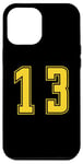 Coque pour iPhone 15 Pro Max Jaune Numéro 13 Équipe Junior Sports Uniforme Numéroté