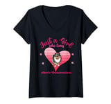 Womens Just a Girl that Loves Merle Pomeranians V-Neck T-Shirt