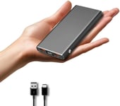 Batterie Externe Véritable10000mah Grande Capacité Qc 22,5w, Charge Rapide Pd 20w, Power Bank Aluminium Avec Écran D'affichage Numérique, Autorisé En Avion (Gris)