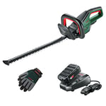 Bosch Cordless Hedge Cutter UniversalHedgeCut 18V-50 (without battery, 18 Volt system, blade length 50 cm, XL gardening gloves included, in carton packaging) – Amazon Edition + Bosch Starter Set 18V