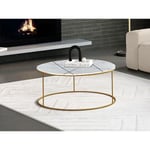 Vente-unique Table basse ORNEA - Marbre Blanc et Métal Doré