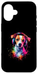 iPhone 16 Artistic Colorful Jack Russell Terrier Headphones Dog Jacky Case