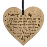 Mum Gift For Her Birthday Christmas Engraved Wood Heart Keepsake Gift For Mummy