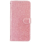 EIDERWOOD iPhone 16 Pro Skinn Flip Deksel med Lommebok og Stropp - Glitter - Rose Gold