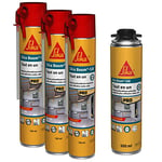 SIKA - Lots de 3x Mousses expansive Sika Boom 128, Expansion 20L, Usage tous sens, 3x750ml + 1x Mousse polyuréthane Sika Boom 528, PISTOLABLE, Rendement 23L, Séchage ultra rapide, 500ml