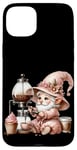 Coque pour iPhone 15 Plus Pink Gnome With Retro Coffee Machine For Mama Coffee Lover