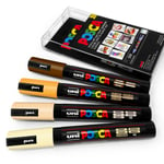 Uni Posca Pc-5m Art Marker Paint Pens - Skin Tones - Set Of 4 In Plastic Wallet