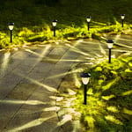 GIGALUMI Solar Lights Outdoor Garden 12 Pack, LED Garden Lights with Great Pattern, Waterproof Auto On/Off Solar Powered Lights for Garden Walkway Driveway Lawn Pathway（Warm White）