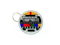 Keychain keyring embroidered embroidery patch tv test card television retro